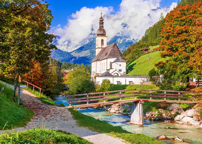 MBOQIU 1000 Piece Puzzle for Adults - Autumn Church Puzzles for Adults 1000 Pieces, Letters on Back, Countryside Landscape Jigsaw Puzzle, Challenging Puzzles for Teens Seniors - 27.6 x 19.7 inches