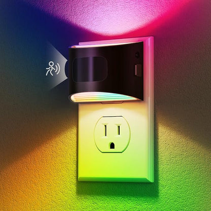 DORESshop LED Night Light[2 Pack], Night Lights Plug into Wall, 8-Color RGB LED Nightlight with Motion Sensor, Dusk to Dawn Sensor, Nightlights for Adults, Bedroom, Bathroom, Hallway