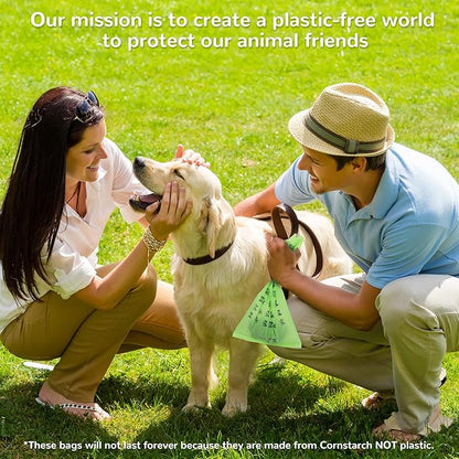 Compostable Dog Poop Bags, 240 Count/16 Rolls, Leak-Proof Unscented, Plant-Based Biodegradable, Tear-Free Easy Open Rolls, ASTM D6400 & EN13432 Certified, Dark Green