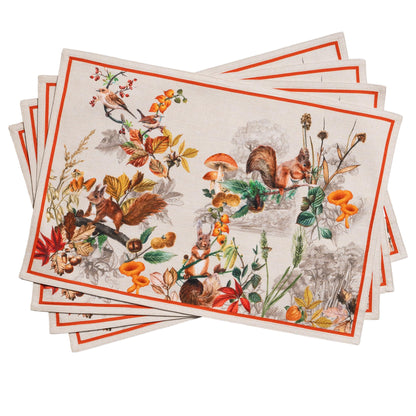 Maison d' Hermine Placemats Set of 4 100% Cotton Washable Cloth Place Mats, Reusable Table Mats for Thanksgiving Christmas Decorations Kitchen Dining Party Wedding Restaurant (Recolte, 13" x 19")