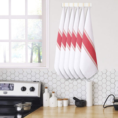 Goroly Home 100% Cotton Kitchen Dish Towel Set of 6 Pack, Highly Absorbent Quick Drying, Machine Washable and Reusable Ultra Soft Tea Towel with Hanging Loop for Cleaning Dishes, 20x28 Inch Red