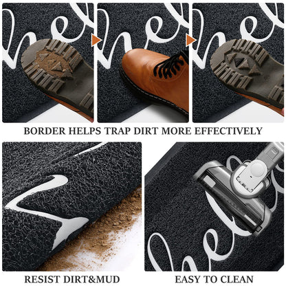 BeneathYourFeet Door Mat (36"x24",Black) Welcome Mat Low Profile Front Doormat Indoor Outdoor Door Non Slip Rugs for Entryway, Patio, High Traffic Areas
