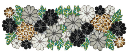 Beaded Table Runner Decore 36 inches Long Christmas Flower Design Beaded Table Runners for Halloween, Christmas, Easter Coffee Tropical ,13X36_Grey Multi