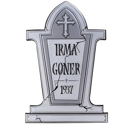 3-D Metal Halloween Ghost XL 17" Tombstone w Stakes -IRMA GONER- Durable, Rustproof, UV Raised Printing- Upgrade Your Haunted House Mansion Cemetary Lawn Decor- No More Flimsy Foam Graveyards