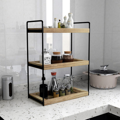 Dorhors 3 Tier Bathroom Counter Organizer,Countertop Bathroom Storage Shelf,Counter Tray and Vanity Organizer (Brown)