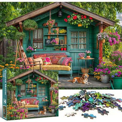 TangMosaic 1000 Piece Puzzle for Adults, Flower House Jigsaw Puzzle, Family Puzzles Game, Interlock Perfectly No Dust, Home Decoration Puzzle, Gifts for Parents Mother's Father's Day