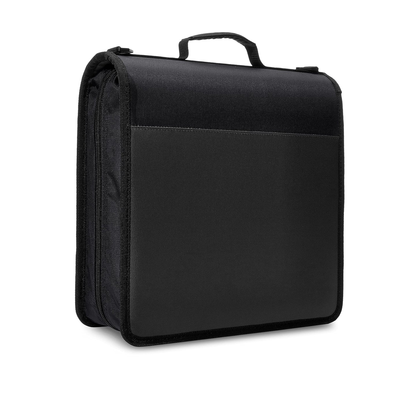 Amazon Basics Durable 3 Ring Binder with Zipper and Strap, Multiple Pockets, Sturdy Storage for School and Office, 3 inch, Black