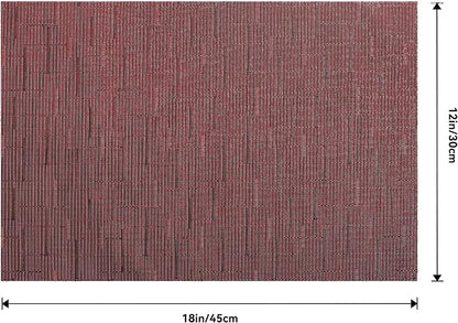 Leetaltree Burgundy Placemats Set of 6 - Heat Resistant Non-Slip Place mats for Dining Table, Washable Durable PVC Vinyl Woven Table Mats（Burgundy, 6）
