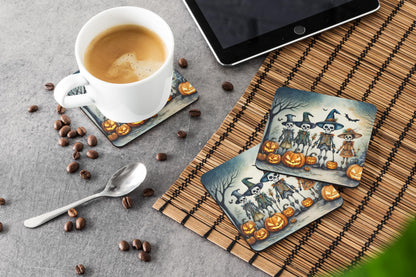 Caroline's Treasures Calacas Skeletons Spooky Halloween Foam Coaster Set of 4 Cup Coasters for Indoor and Outdoor, Coaster for Tabletop Protection, Anti Slip, Mouse pad Material