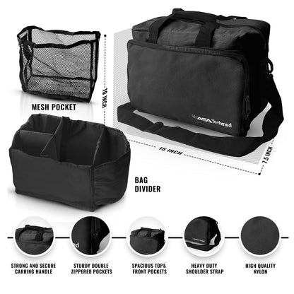 ASA TECHMED Physical Therapy Home Health Aide Comprehensive Kit - Carrying Bag, Blood Pressure Cuff, Stethoscope, Gait Belt - Black