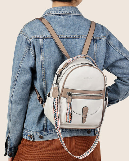 FADEON Mini Backpack Purse for Women, Designer Leather Cute Roomly Small Backpacks, Ladies Shoulder Backpack Fashion Handbag