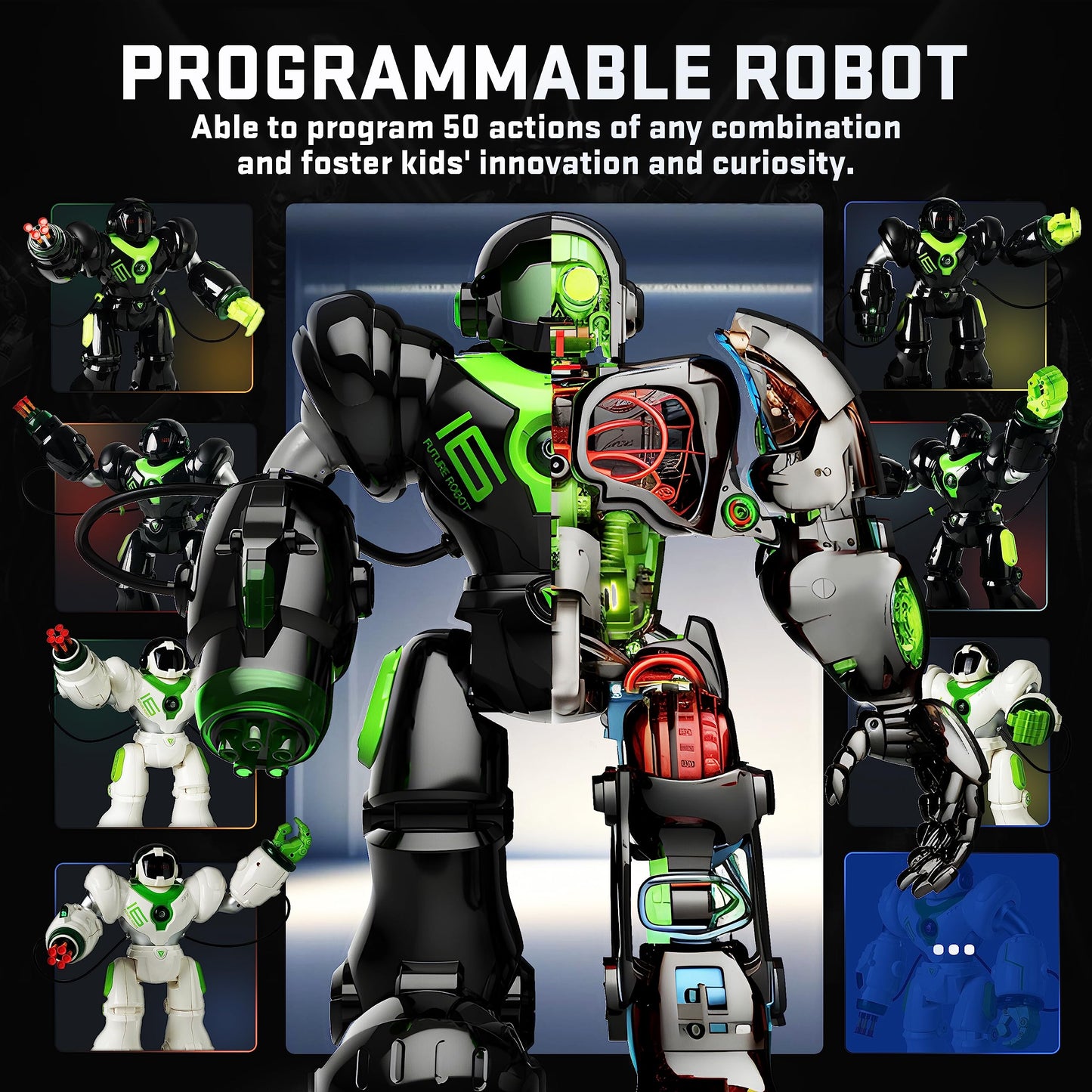 BEZGAR TR300 Robot Toys for Kids - Smart Programmable, Dancing Remote Control Emo Robot with 22 Actions, Supporting 78 Changing Expression, for Kids, 3 4 5 6 7 8 Year Old Boy Birthday