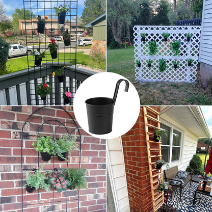 Biugaaufai 20 Pack 4 Inch Railing Hanging Planter, Black Small Hanging Bucket Planters, Metal Hanging Flower Pots, Metal Railing Bucket for Outdoor, Balcony, Fence, and Porch with Detachable Handles