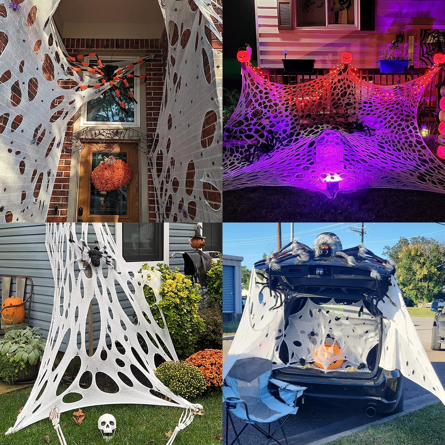 DAZONGE Spider Webs Halloween Decorations, Stretchy Halloween Beef Netting Spider Web, Spooky Spider Web Decorations for Haunted House
