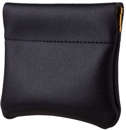 Travelambo Leather Squeeze Coin Purse Pouch Change Holder For Men & Women 2 pcs set (Black)