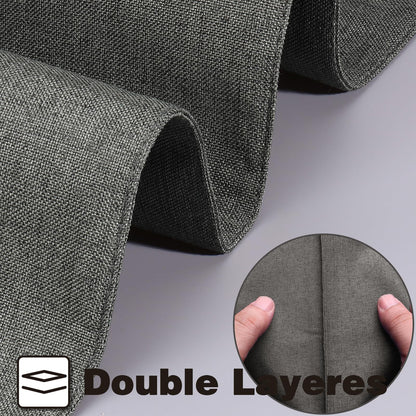 Linen Cloth Double Layers Placemats, Cotton Woven Placemats Set of 6, Kitchen Table Farmhouse Decor Heat Resistant Table Mats, Outdoor Indoor Square Fabric Place Mats Can be Washable (Dark Gray)