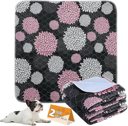 KOOLTAIL Washable Pee Pads for Dogs, 2 Pack Super Absorbent Reusable Puppy Training Pads Waterproof, Nonslip and Leak-Proof Dog Pee Pads, Large Pet Mats Whelping Pads for Floor, Crate, Couch, 36"x36"