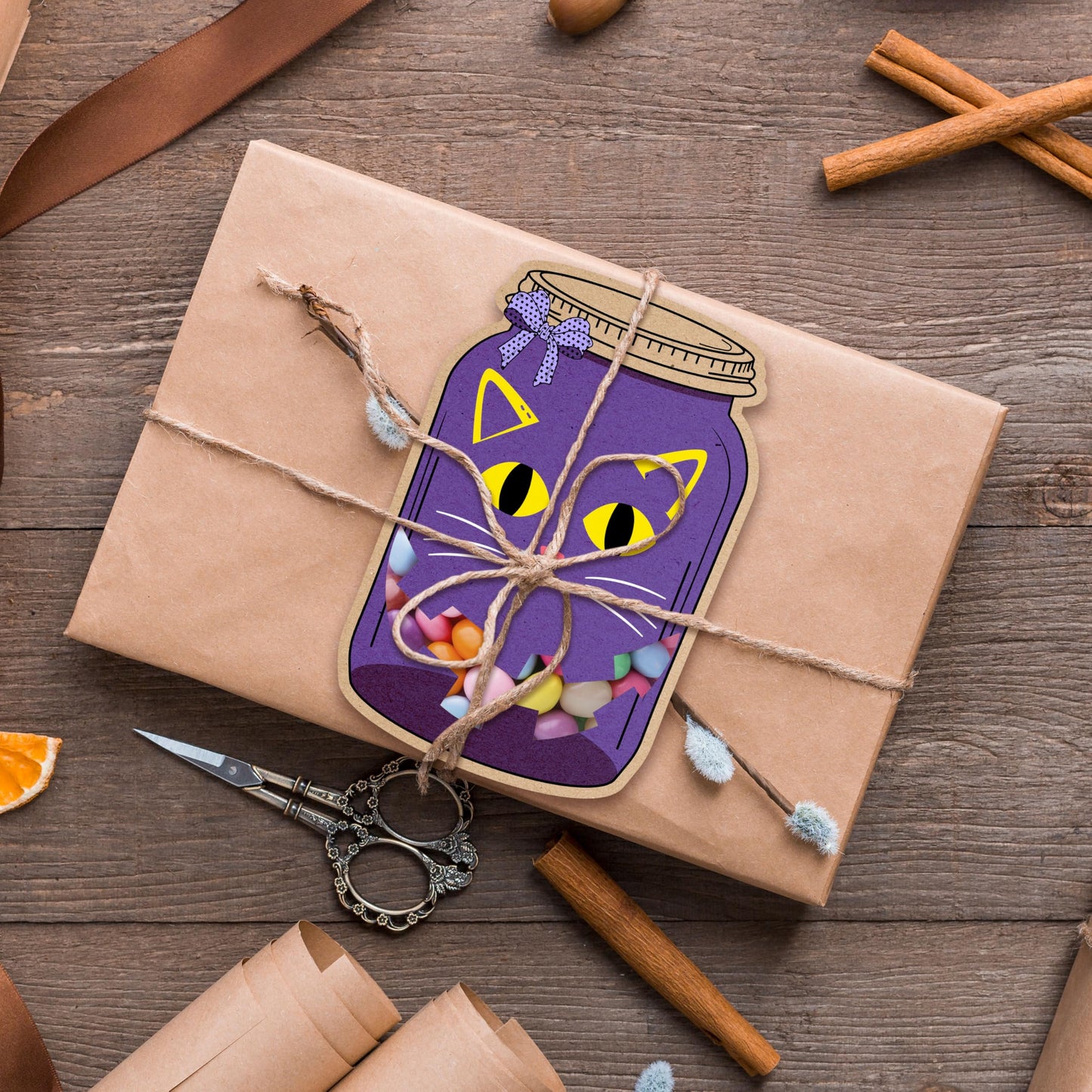 SHIEL-EVEN 50 Pack Halloween Mason Jar Candy Cards for Kids Classroom - School DIY Trick or Treat Bags, Halloween Candy Cards with Clear Bags, Holiday Gifts for Classroom Kids