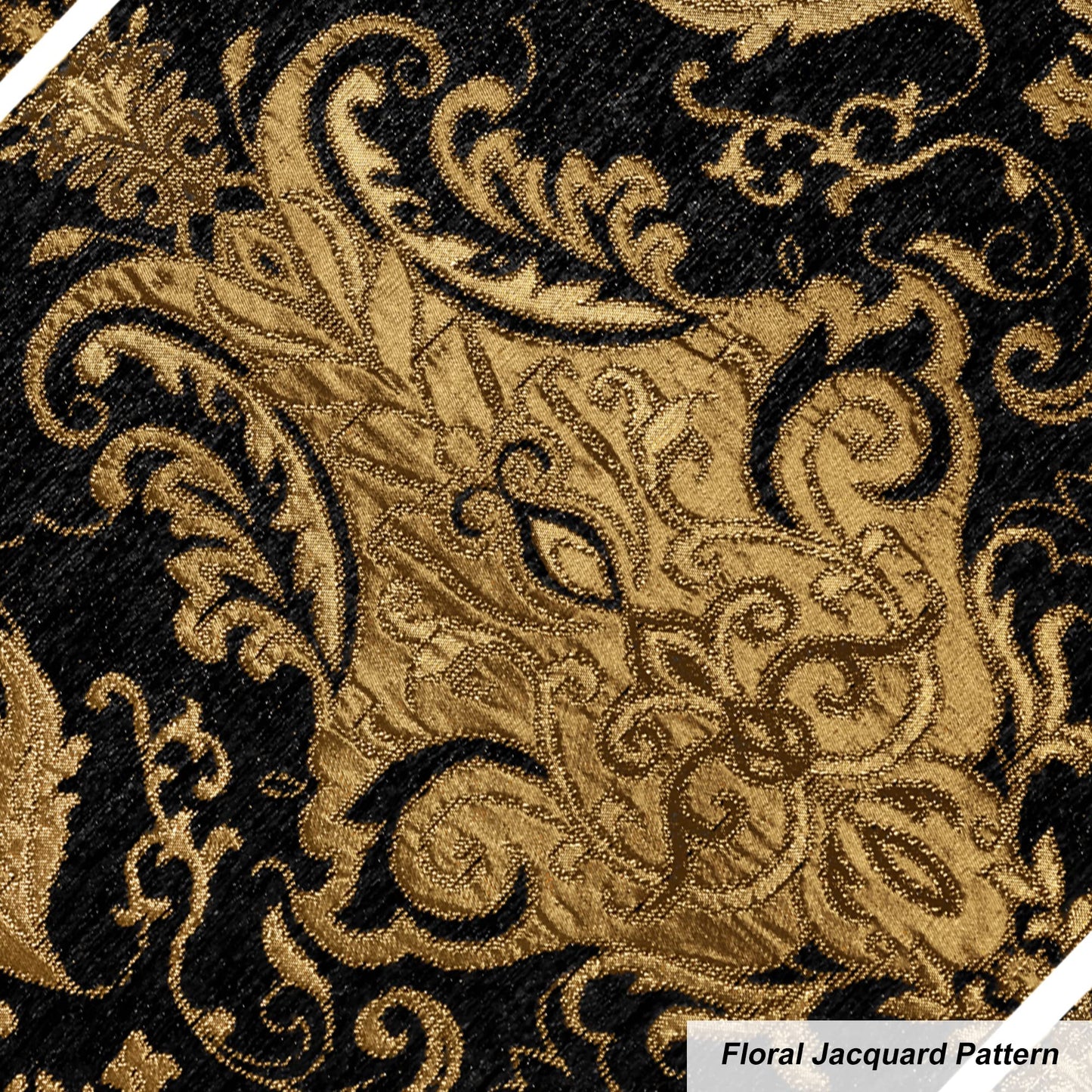 Loom and Mill Luxury Chenille Placemats Set of 4, Classic Damask Jacquard Table Place Mats for Dining Table Kitchen Halloween Holiday Banquet Decoration, Double-Layer Dining Table Mats(12"x18", Black)