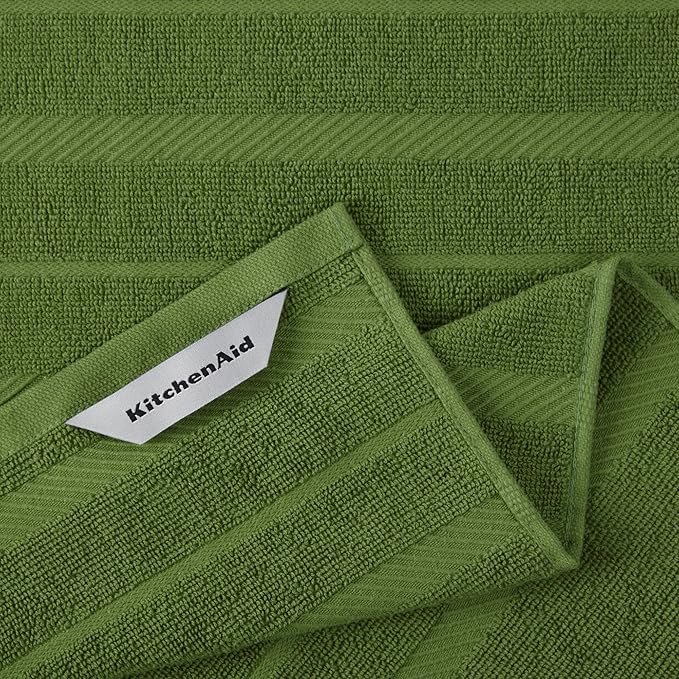 KitchenAid Albany Kitchen Towel 4-Pack Set, Matcha Green/White