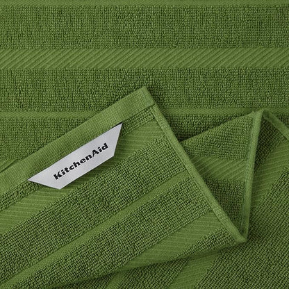 KitchenAid Albany Kitchen Towel 4-Pack Set, Matcha Green/White