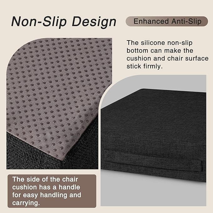 OVOV Recliner Cushions for Elderly 20"x20"x4" Thick Seat Cushion for Recliner Chair Large Square Non Slip Chair Pads with Washable Cover for Armchair Couch Black