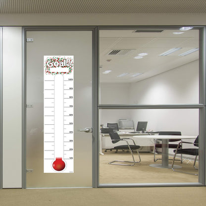 CLEVER CLEAN Goal Setting Fundrasing Thermometer - 48"x12" Dry Erase Self-Adhesive Goal Tracker - Poster Charts for Home, School and Office