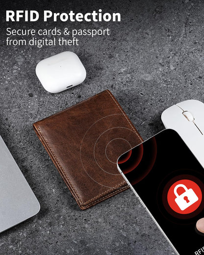 Genuine Leather Wallet for Men Bifold RFID Blocking Wallets with 12 Card Slots, 2ID Window & 2 Cash Pocket - Includes Gift Box (Coffee Brown)