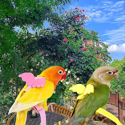 3 Sets Pet Parrot Bird Harness and Leash with Cute Wing, Adjustable Bird Flying Harness Straps Outdoor Training Traction Rope for Parrots Pigeons Lovebird Cockatiel(S,Pink, Yellow&Purple)
