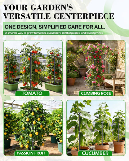 Metal Dragon Fruit Trellis 62" - Adjustable Heavy Duty Metal Plant Support with Square Top Design for Climbing Plants and Vertical Gardening, Powder-Coated Black for Garden, Patio, Indoor Use