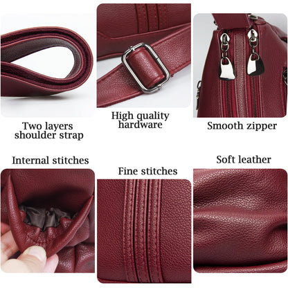 Women Soft PU Leather Shoulder Handbag Multi Pocket Crossbody Bag Ladies Medium Roomy Purses Fashion Tote Top Handle Satchel(Red)