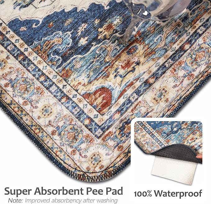 Washable Pee Pads for Dogs, Reusable Puppy Potty Training Pads, Ultra-Absorbent Thick Waterproof Leak-Proof Non-Slip Pads & Mat for Crate, Playpen, Floor, Whelping & Housebreaking , 2 Pack 24"x36"