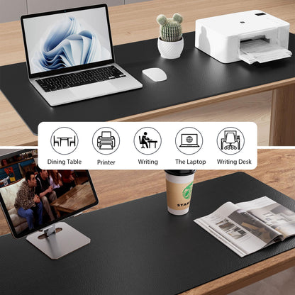Aothia Faux Leather Desk Mat – Large Mouse Pad, Non-Slip PU Leather Blotter, Waterproof Writing Surface for Office and Home (Black, 47.2" x 23.6")