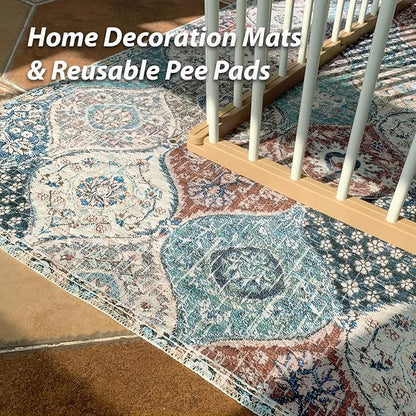 nunubaby Washable Pee Pads for Dogs, Stylish, Non-Slip and Leak-Proof Pee Pads. Reusable Potty Pads for Dogs for Crates and Floors.(Dark Red/Multi,54" x54" )