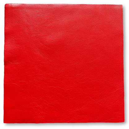 Natural Grain Cow Leathers: 12'' x 12'' Pre-Cut Leather Pieces (Red, 1 Piece)