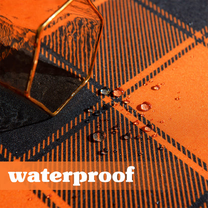 MikiUp Checkered Rectangle Halloween Tablecloth - Waterproof, Wrinkle Resistant and Washable Gingham Table Cloth Decorative Table Cover for Party, Orange/Black 60 x 84 Inch