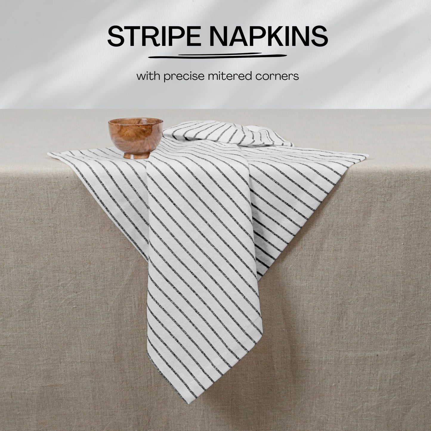 HEIRLOOM COMFORT Black Stripe Napkins Set of 12, 18x18 Inch, 100% Cotton, Classic Striped Durable Table Linen for Dinners, Formal Events, Halloween, Wedding, Reusable and Washable for Everyday Dining