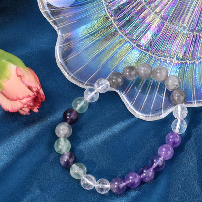 Ayriwoyi Healing Bracelet for Women Real Crystal Stone Beaded Amethyst Fluorite Clear Quartz Bracelet anxiety bracelet Strength Bracelets For Women