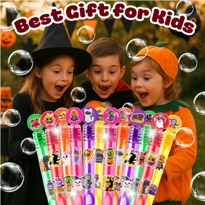 Halloween Party Favors for Kids – 24PCS Spooky-Themed Mini Bubble Wands, Great for Birthday Supplies, Piñata Fillers, Goodie Bags & Classroom Rewards