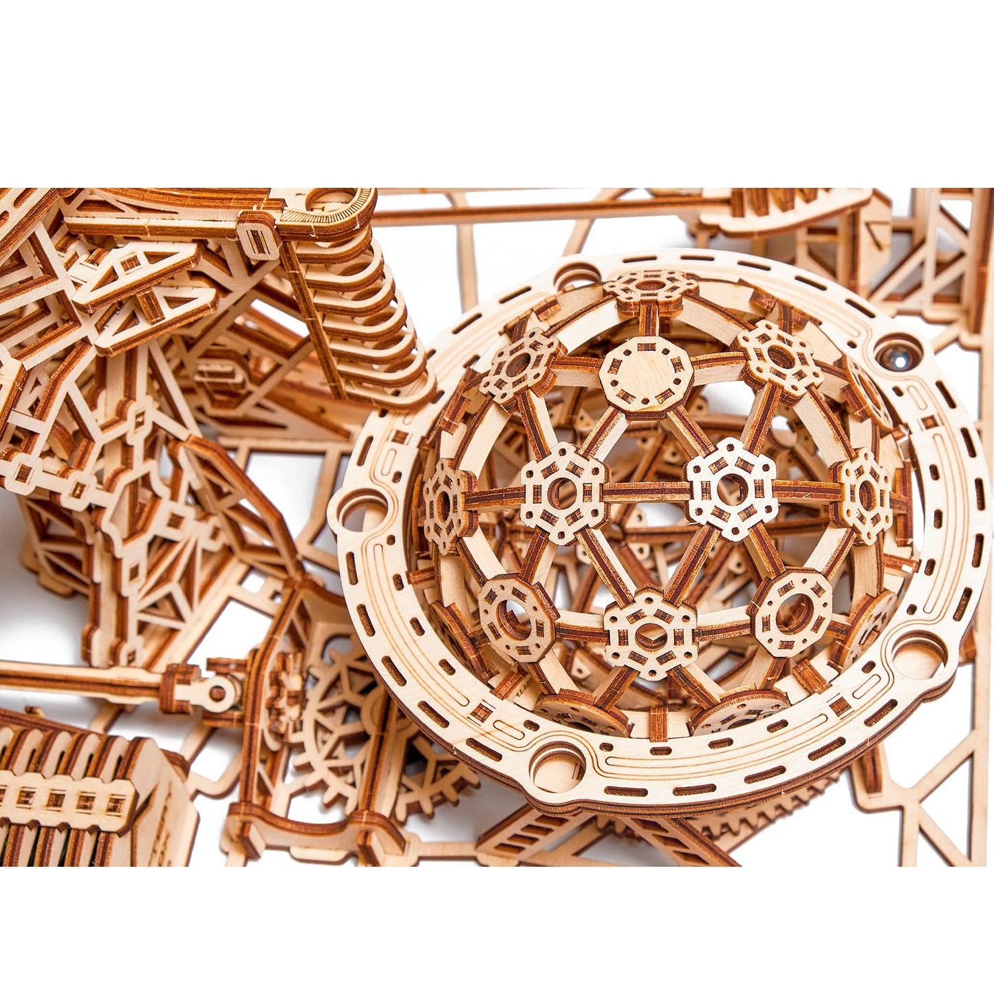 Wood Trick Wooden Marble Run Electric Motorized - 3D Wooden Puzzles for Adults to Build - 15x14 in - Roller Coaster Wooden Model Kits for Adults to Build