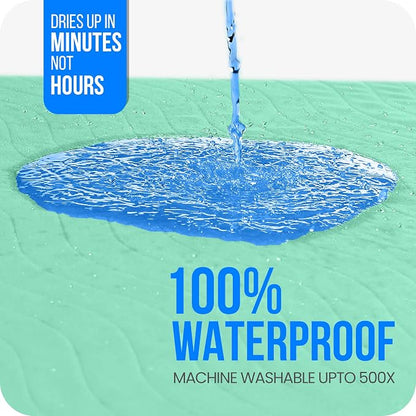 Utopia Bedding Washable Pee Pads for Dogs 34" x 52" (Pack of 4), Waterproof Incontinence Bed Pads for Adults, Elderly and Kids, Heavy Absorbency Pet Training Pads for Sofa and Couch (Green,Blue)