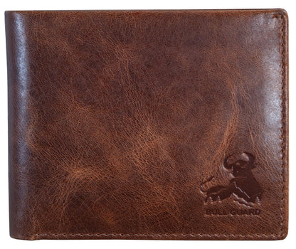 BULL GUARD Mens RFID Blocking Bifold Wallet Soft Genuine Leather Brown Western | Secure and Durable Extra Capacity Billfold with 11 Credit Cards, Flip Up ID
