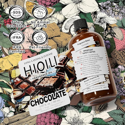 HIQILI Chocolate Fragrance Oil for DIY Candle, Soap & Bath Salts Making, Long Lasting Scents for Home Essential Oil Diffuser - 5.07 Fl Oz