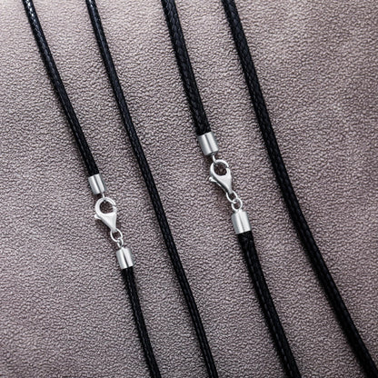 PDTJMTG Leather Necklace Cord 2MM 3MM Leather Chain with Sterling Silver Clasp 18, 20, 22, 24, 26 Inches (18 inches, 2mm)