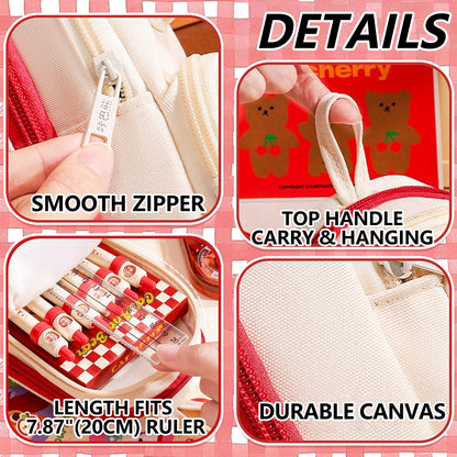 UINSUE Mini Backpack Pencil Case Art Marker Storage Canvas Makeup Pocket Small Gadget Bag Organizer Random Free of Highlighters (RED -BURGER)