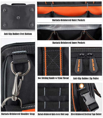 WELKINLAND 13-Inch Small Tool Carrier, Electrician's Organizer, HVAC Tech's Bag, Men's Drill Bag