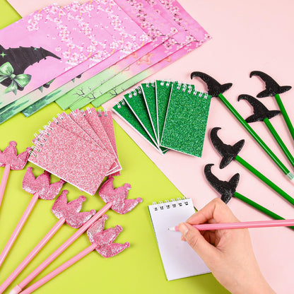 LiYiQ 72 Pcs Witch Party Supplies Return Gifts for Party Halloween Teacher Gift Stationery Gifts from Teacher Straws Pen Notebooks Scrunchies Sunglasses for Classroom Exchange Birthday