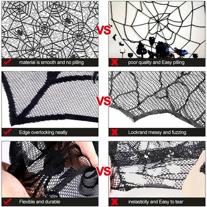 NNTA 2 Pack Halloween Tablecloth Plastic Rectangular Black Spider Web Disposable Table Cover Waterproof Spillproof - Perfect for Halloween Decoration Dinner Party