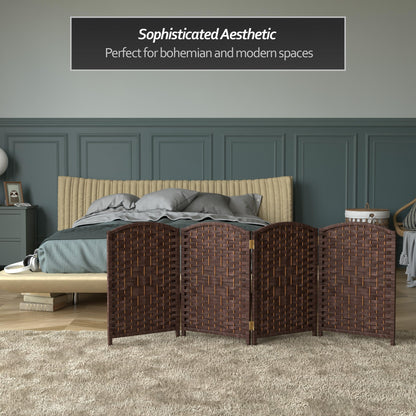 Red Lantern 2 ft. Short Diamond Weave Fiber Folding Screen - Dark Mocha - 4 Panel