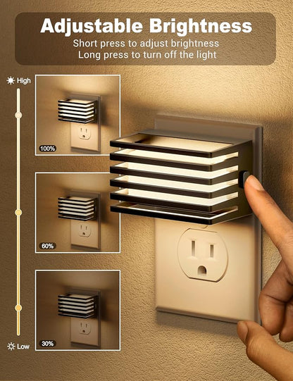 JandCase LED Night Light, [2 Pack] Night Lights Plug into Wall with Dusk to Dawn Sensor, Dimmable Plug in Night Light, Adjustable Brightness, 3000K Soft White Nightlight for Bedroom Bathroom Hallway